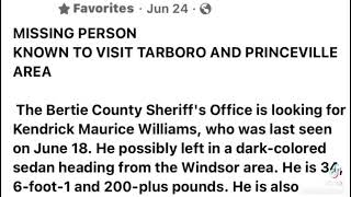 MAN DISAPPEARS FROM BERTIE COUNTY - HAS TIES TO EDGECOMBE COUNTY