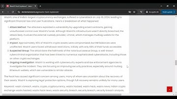 Cryptocurrency Wazirx hacked Explained | GenAI