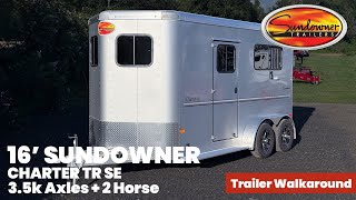16' Sundowner 2 Horse Charter SE Bumper Pull Trailer – White – (2) 3,500 lb Axles 1758