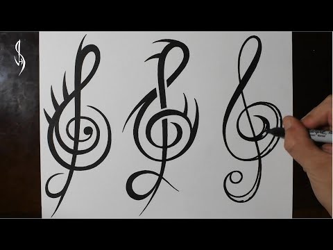 How to Draw Treble Clef Tattoo Designs