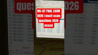 MS-CIT FINAL EXAM 2026 | mscit exam questions 2026 #mscitexamquestions2026 #excel
