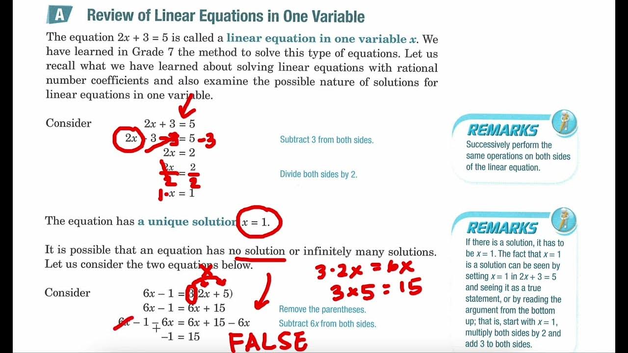Review of Linear Equations in One Variable - YouTube