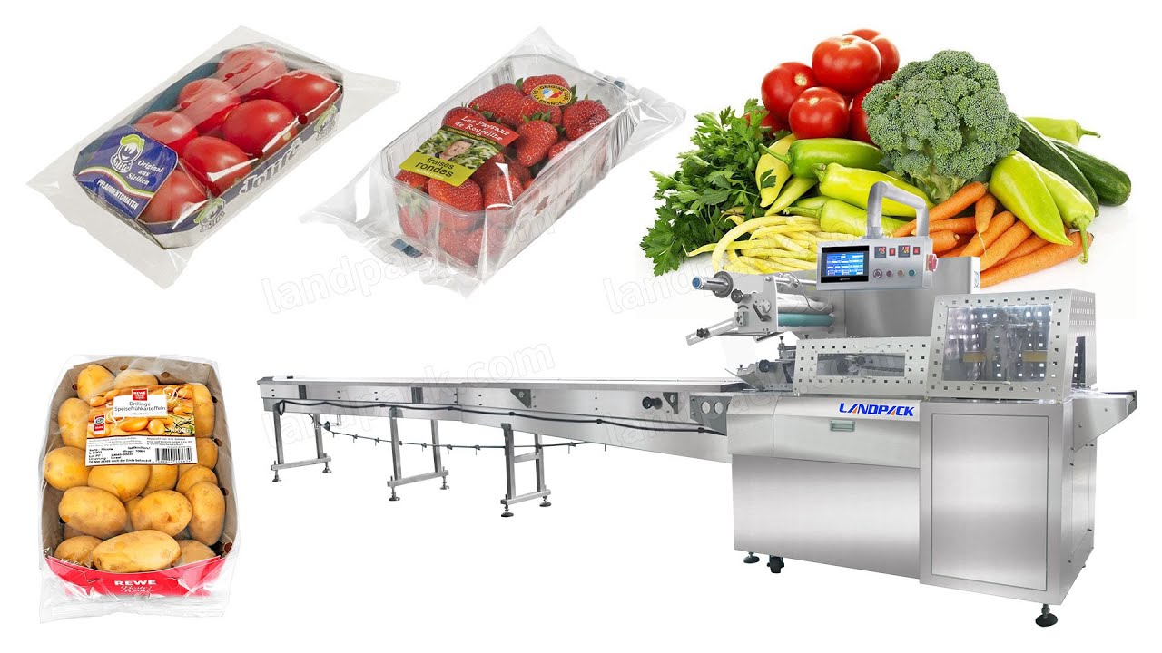 Automatic Reciprocating Vegetable Fruit Flow Wrap Packing Machine - YouTube