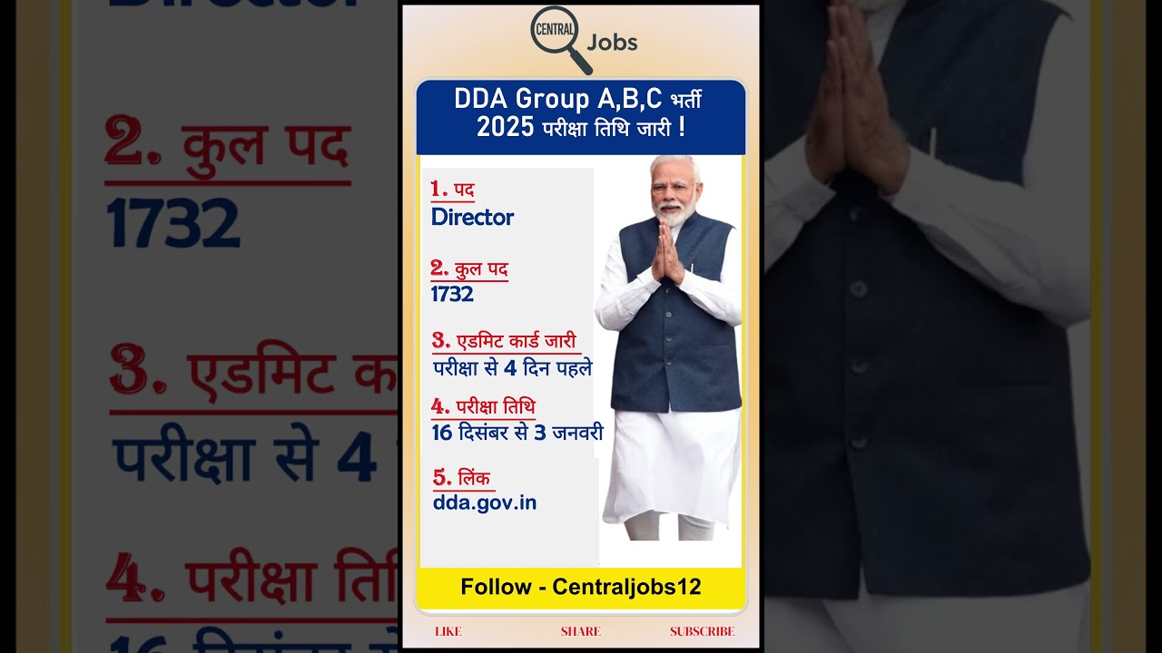 DDA Group A, B, C एग्जाम डेट 2025 ! 