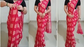 How to drape letest Georgette saree draping tutorial for beginners/parfect side & sholder pleats 💫