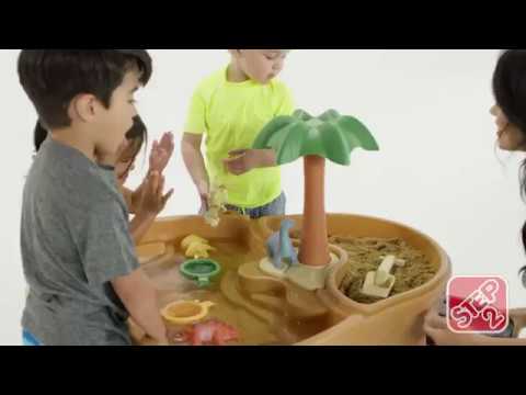 Step2 Dino Dig Sand & Water Table, Two-sided table features an area for sand and an area for water