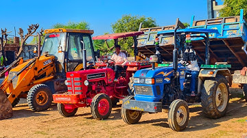 JCB 3dx Xpert and Tractor Got Stuck Mud in Trolley Mahindra 475 New Holland 3630 Sonalika Kubota