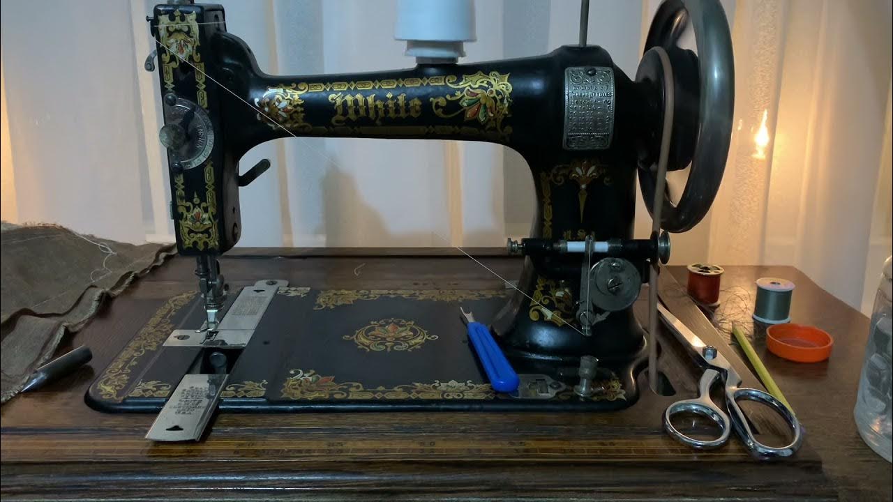 White Treadle Vibrating Shuttle sewing machine bobbin winding ca.1890