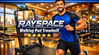 Full RAYSPACE Walking Pad Treadmill w/12% Incline & Adjustable Height , 4 in 1 Folding Under Desk Design Update