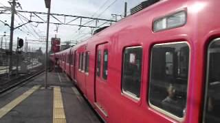 名鉄6000系6046F鉄仮面＋6500系6514F鉄仮面　知立駅発車（警笛付き!）