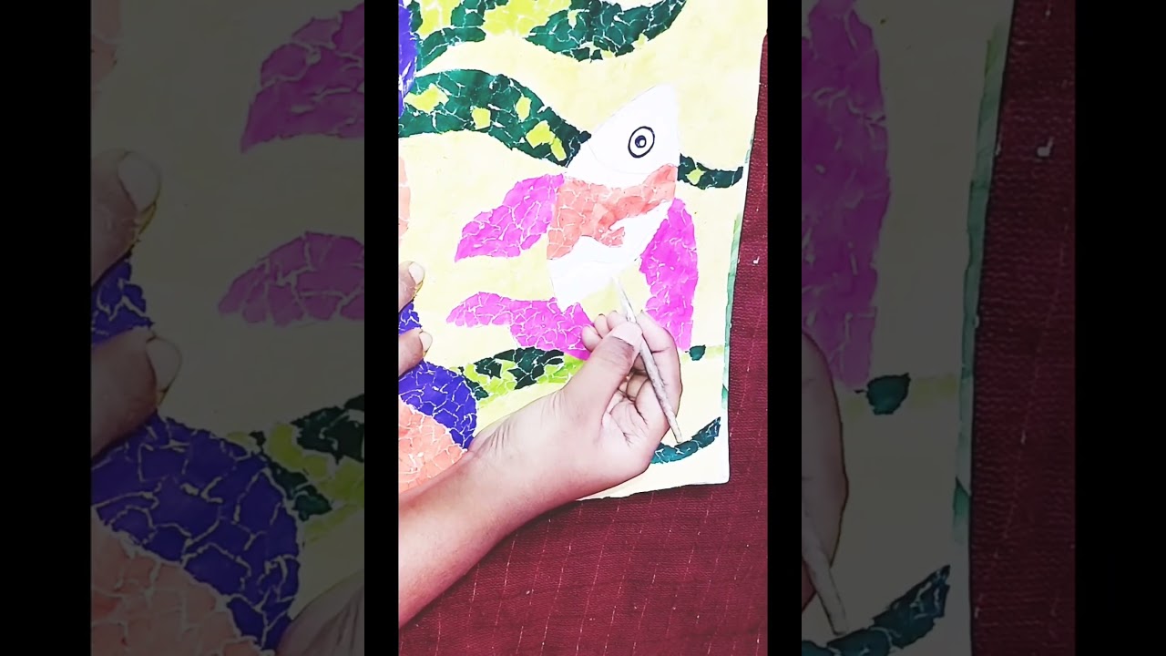 Collage art,Fish collage, Torn paper art,Paper art and craft