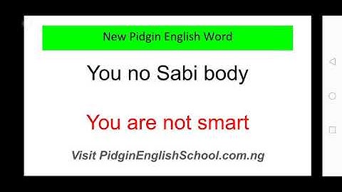 Nigerian Pidgin English " you no Sabi body"