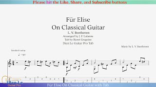 Für Elise On Classical Guitar with Tab