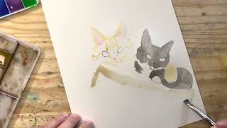 Pair of cats from Reddit! 20 minute watercolor painting! by Lucas Farrar 37 views 1 year ago 24 minutes