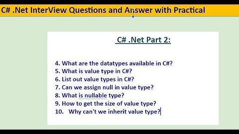 C# Part 2 Different DataTypes in C#? What is Value type, Nullable type in C#?