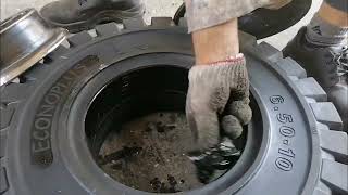 how to fixed solid tire of forklift without pressing machine
