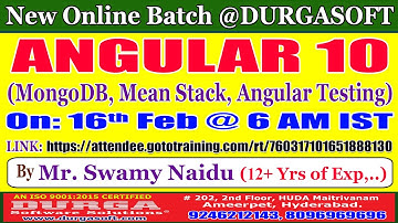 ANGULAR 10 Online Training @ DURGASOFT