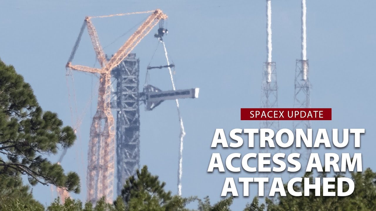 SpaceX adds crew access arm to Cape Canaveral launch pad - YouTube