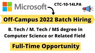 Microsoft Full-Time Job Opportunity | Official for 2022 Batch | How To Apply | Complete Details