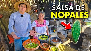 Trying the Nopales Salsa from Cerro