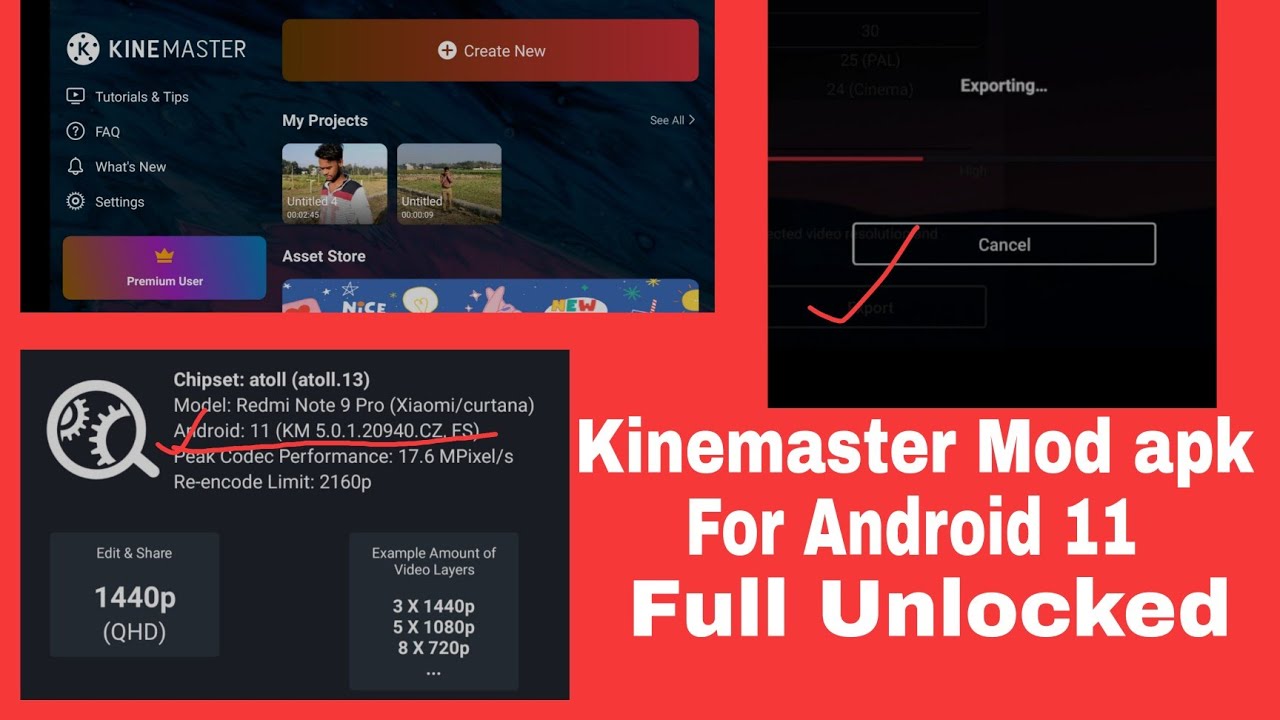 Kinemaster mod apk for Android 11 fix all problem