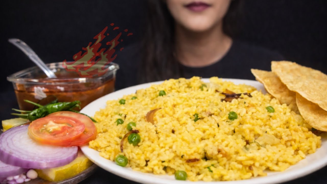 Eating Matar Pulao with Spicy Gravy 🔥 | Comfort Food Mukbang | Mukbang | Big Bite | ASMR 