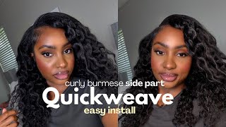 Easy Curly Quick Weave Tutorial | Side part look| beginner friendly
