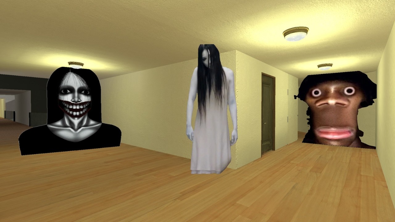 Triple Nextbots Chaos in the Liminal Hotel | Garry’s Mod Gameplay#gmod_#nextbots_#shorts