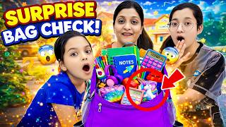 😱 SURPRISE BAG CHECK! 🎒 | Jinni & Dhwani Ke Bag Se Kya Nikla?! 🤯 | Mummy Shocked | Cute Sisters