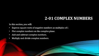 Precalculus 2-01 Complex Numbers