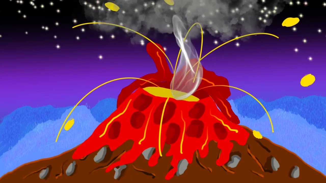 Volcano eruption animation