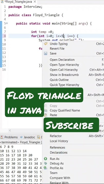 Floyd triangle interview Question in Java - YouTube