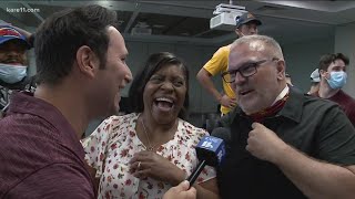 The Steveson family celebrates Gable's gold medal win