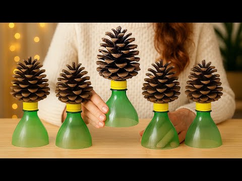 DIY Ribbon Flowers & Miniature House | Plastic Bottle and Pinecone
