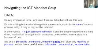Navigating the ICT alphabet soup  - Signal  , Information , Data , Coding , Computation