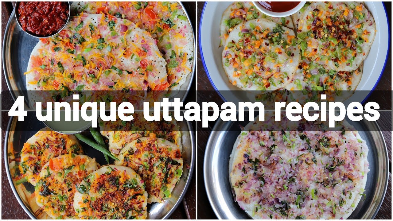 4 ways uttapam recipe | instant vegetable uttapam recipes | masala uttapam recipe collection | Hebbar | Hebbars Kitchen