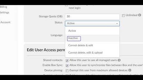 How to make the user active or inactive in Box account