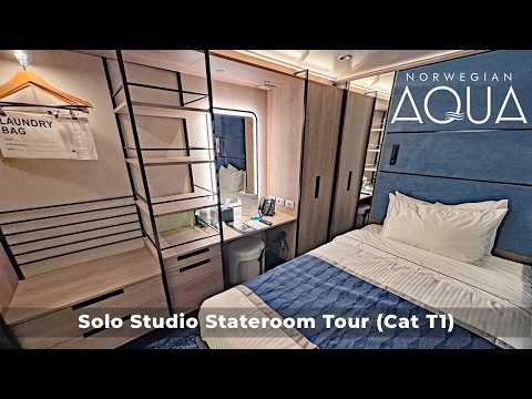 Norwegian Aqua | Solo Studio Stateroom (Cat T1) & Studio Lounge Tour