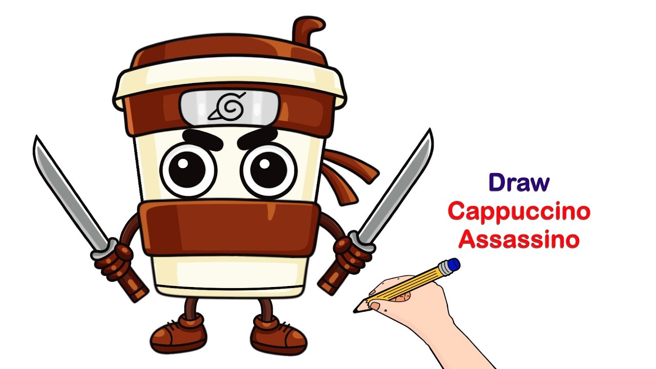 How to Draw Cappuccino Assassino ☕⚔️ | Funny Coffee Character