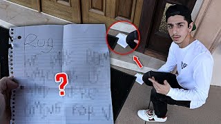 Creepy note left at our front door... (WTF) | FaZe Rug