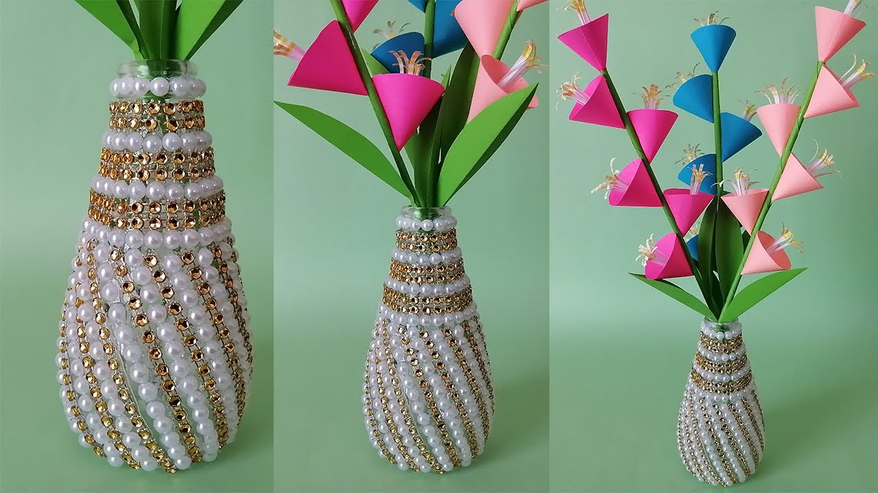 Making Decorative Flower Vase From Glass Bottle DIY VASE