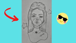 رسم مسرع بنت كيوت | كيفية رسم شعر انمي | #shorts