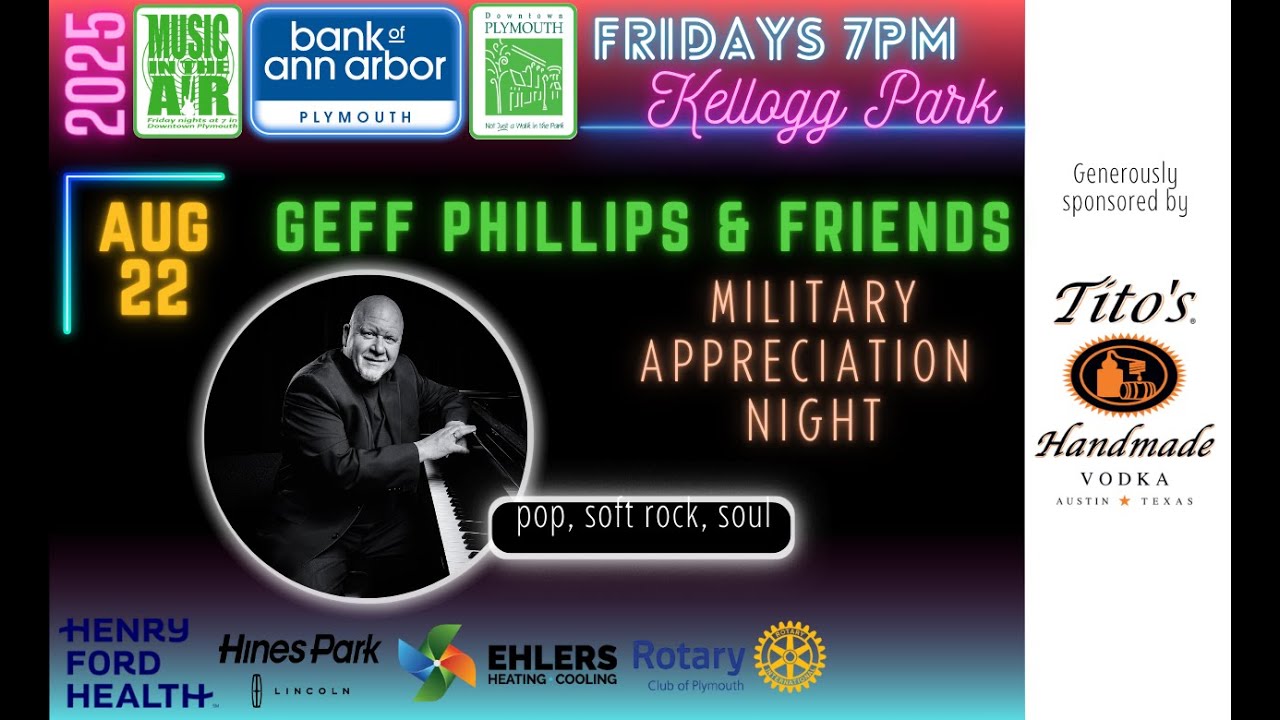 Downtown Plymouth Music in the Air - Geff Phillips & Friends 08/22/25