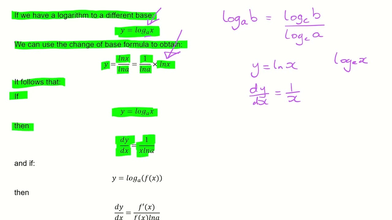 Правила дифференцирования IB. Логарифмы с другими основаниями.