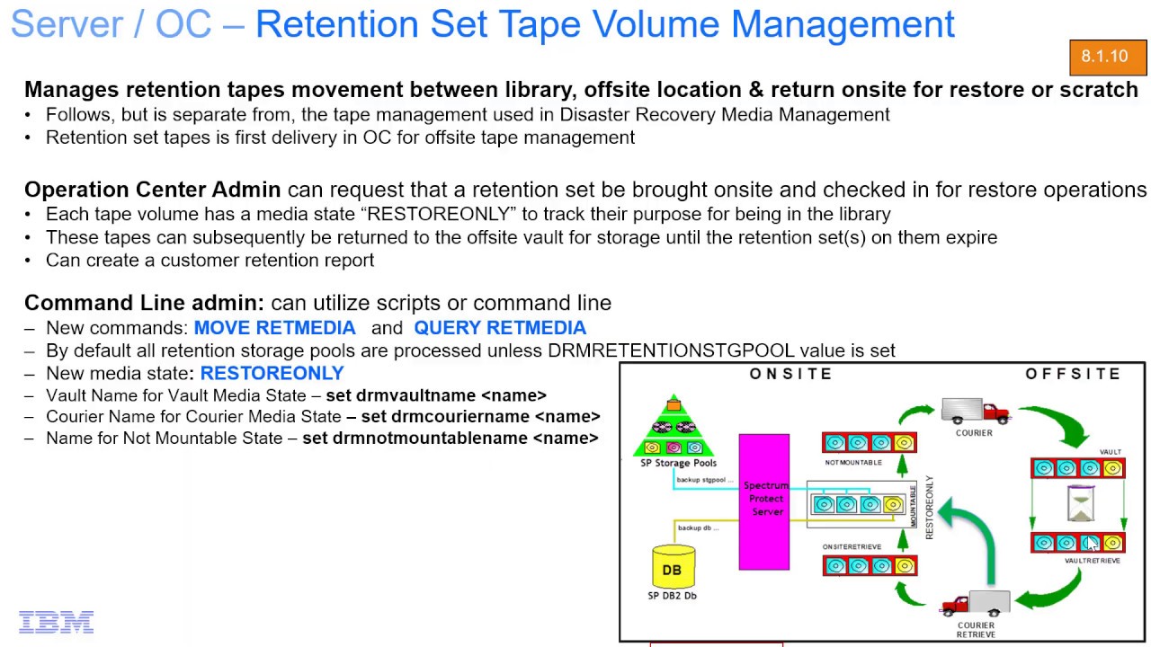 IBM Spectrum Protect 8.1.10 - Retention Set Tape Volume Management - Demo