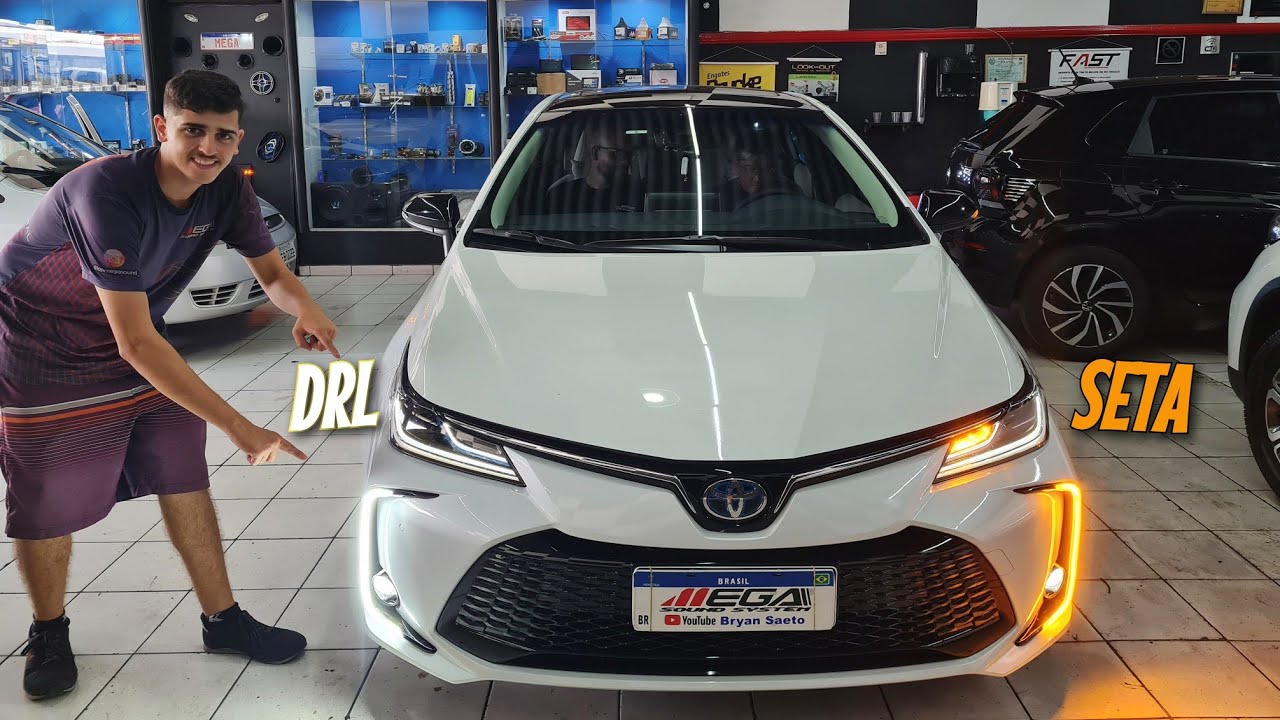 Toyota Corolla Altis 2024 Moldura DRL e Seta Sequencial + Moldura Led Traseira + Fita Néon RGB