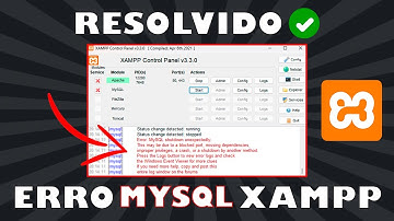 CORRIGINDO ERRO MYSQL NO XAMPP