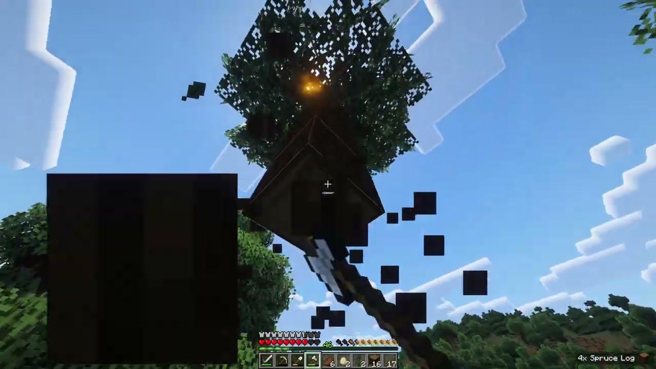 Minecraft Let’s Play. Эпизод 571 – Выращивание ели и строительство хижины на открытом воздухе!