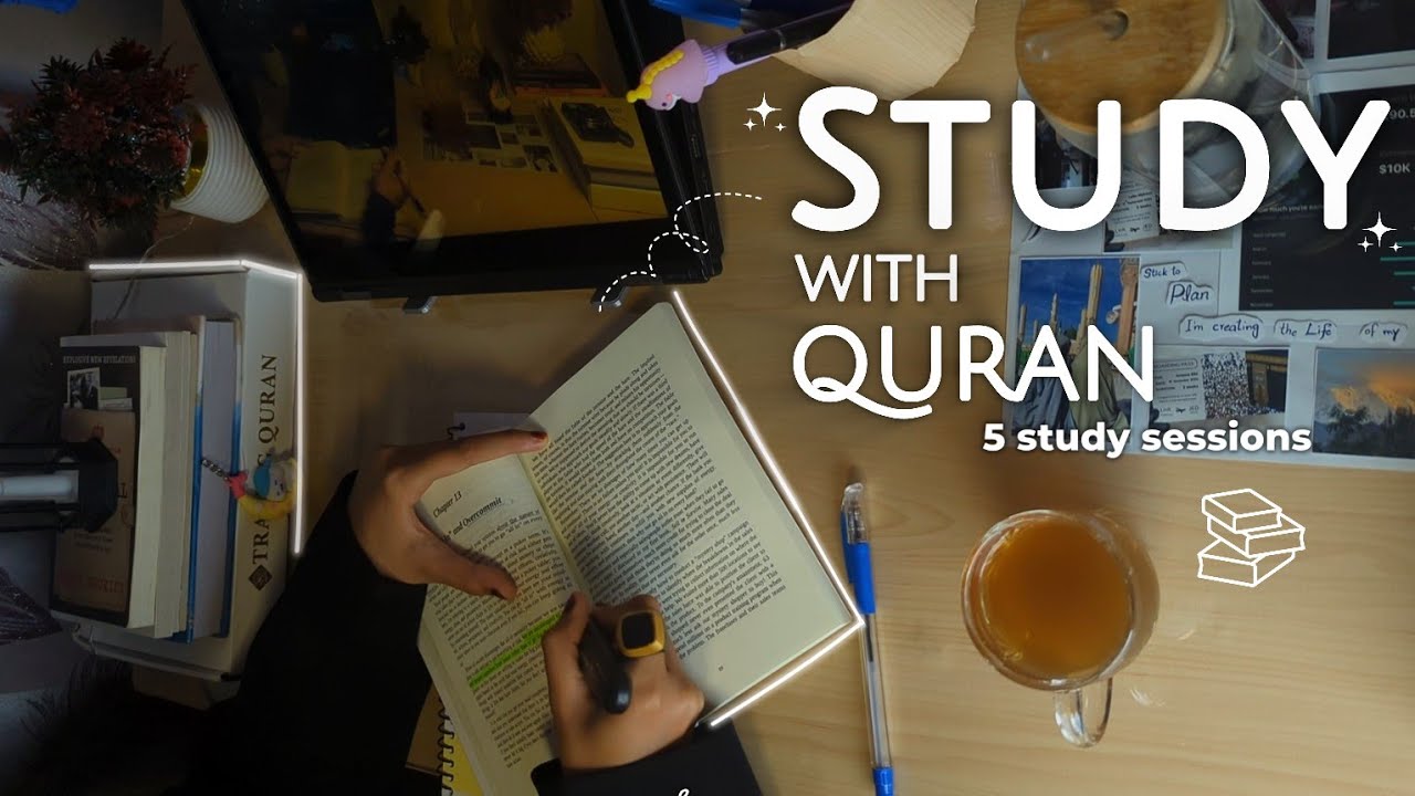 Calming 2.5 hour study with me [25/5 pomodoro] Study 25 minutes, break 5 minutes | Quran recitation