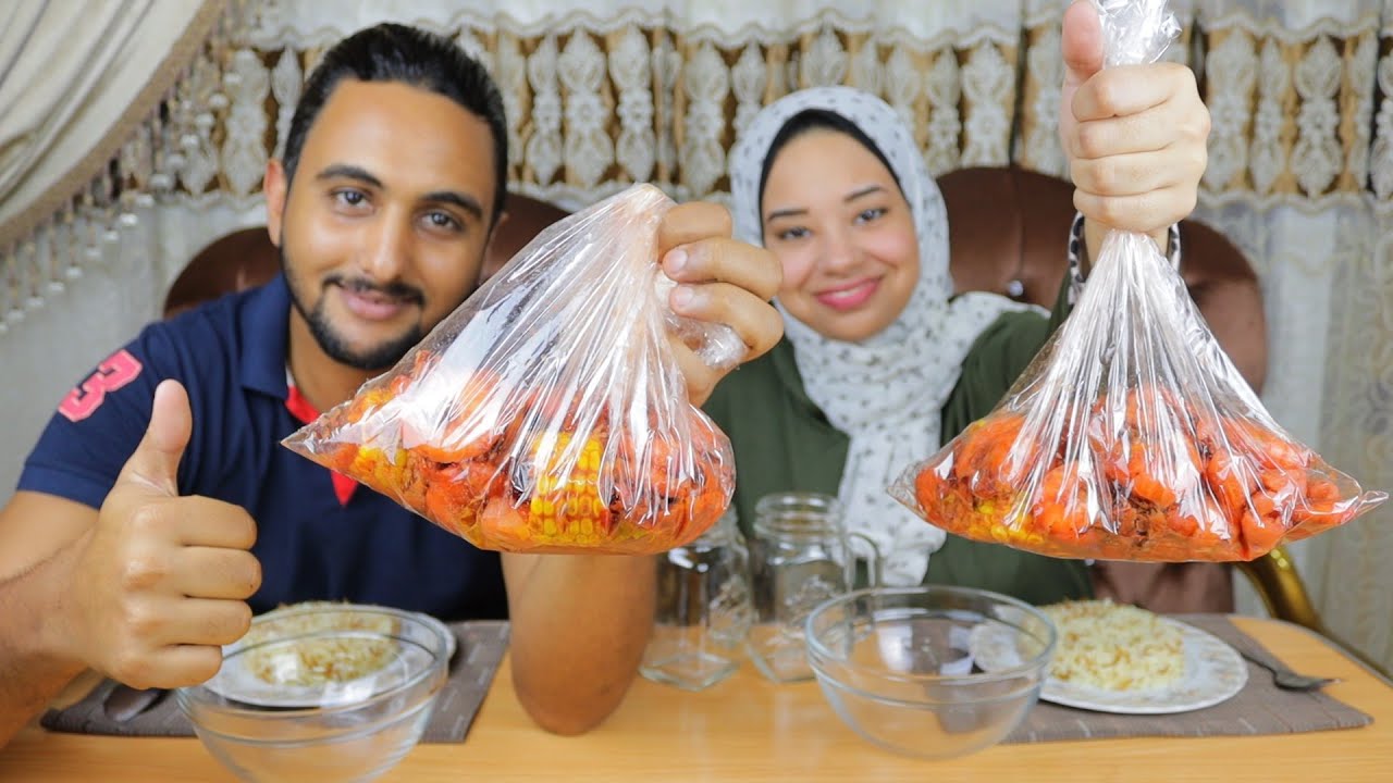 تحدي اكل أكياس الجمبري🍤مع رز بالشعريه والعقاب اكل نيء😝